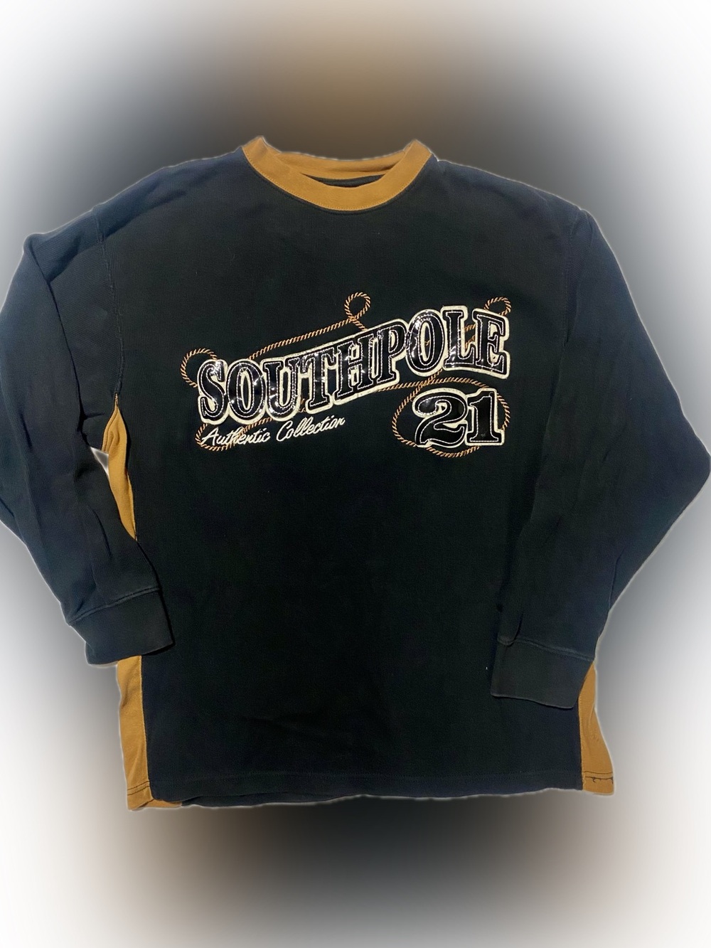 South Pole Black and Tan Contrast Panel Long-Sleeve Tee